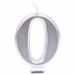 נר ספרה 0 כסוף מטאלי