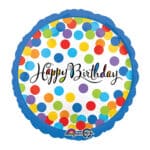 בלון מילר יום הולדת HBD כחול נקודות צבעוניות