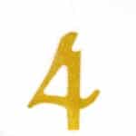 נר ענק נצנצים זהב לבן מספר 4