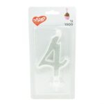 נר מספר ענק נצנצים כסף ולבן 4