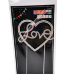 כרזה לעוגה יהלומים LOVE לב כסף