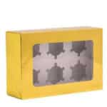 קופסאת קרטון ל 6 קאפקייקס זזהב