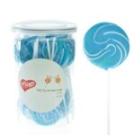 סוכריה על מקל מיני עיגול 17 גרם כחול לבן