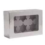 קופסאת קרטון לאריזת 6 קאפקייקס צבע כסף