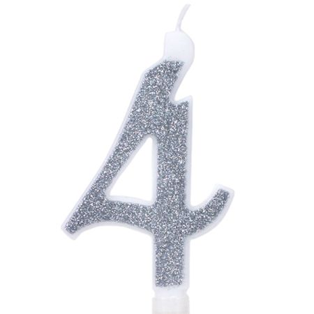 2_703644 נר מספר ענק נצנצים כסף ולבן 4 – תמונה 1