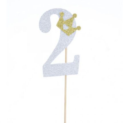 טופר גליטר מספר גדול - כסף 2