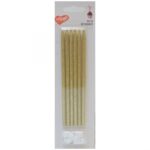 נרות ארוכים זהב גליטר 6 יח