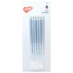 נרות ארוכים כסף מטאלי 12 יח