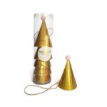 כובעי מיני זהב מוטבע פונפון ורוד