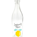 בקבוק זכוכית עם כיתוב 1 ל + פקק