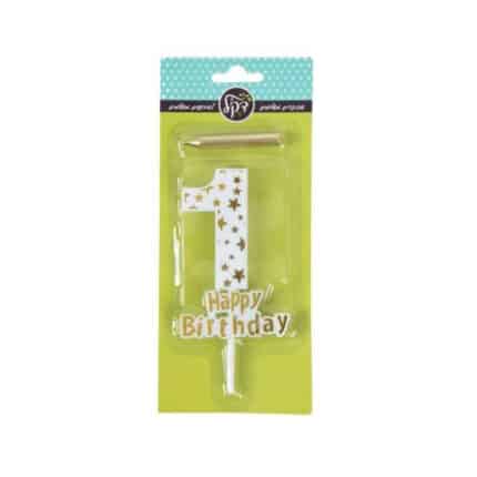 נר יום הולדת ג-13.50 סמ מס 1 זהב