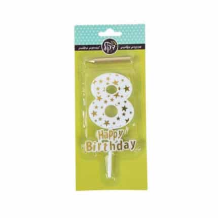 נר יום הולדת ג-13.50 סמ מס 8 זהב