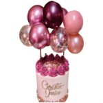 טופר בלונים מיקס ורודים קונפטי