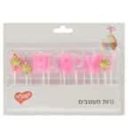 סט 16 נרות HB כתר גליטר זהב ורוד