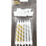 12 נרות זהב + כסף עם גליטרים