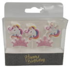 5 נרות חד קרן + כתר עם גליטרים