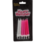 12 נרות בצבעים ורוד לבן עם גליטרים