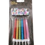 12 נרות בצבעי הקשת עם גליטרים