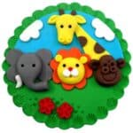 משטח מעוצב מבצק סוכר – חיות הג'ונגל