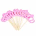 קיסמים מעוצבים כתר גליטר ורוד 12 יח'