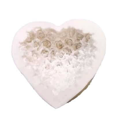 תבנית סילקון הטבעה לב פרחים