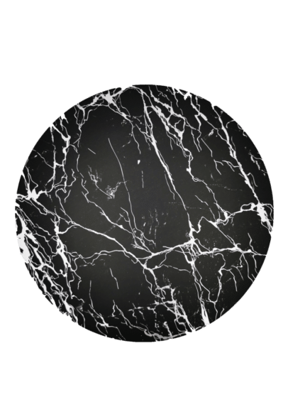 משטח MDF שיש שחור עם כסף 29 ס"מ עגול