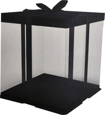 קופסא 30*30*30 ס"מ לעוגה שחור עם סרט