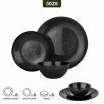 סט אוכל קרמיקה שחור 18 חלקים