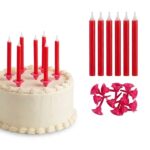12 נרות ג'מבו אדום + 12 מעמדים