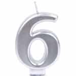 נר מספר 6 כסף מטאלי