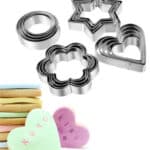 סט 12 חותכנים לב, פרח, עגול, וכוכב