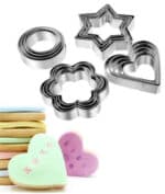 סט 12 חותכנים לב, פרח, עגול, וכוכב