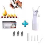 ⁦מכשיר קצפת לבן ראש מתכת + 3 צינטרים מברשת ניקוי 500 סמ"ק⁩ – תמונה ⁦2⁩