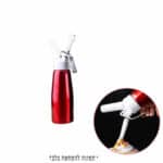 ⁦מכשיר קצפת אדום ראש מתכת + 3 צינטרים מברשת ניקוי 500 סמ"ק⁩ – תמונה ⁦2⁩