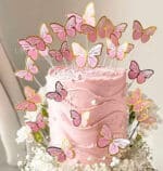 ⁦טופר פרפרים זהב ורוד עם חוט שזירה⁩ – תמונה ⁦2⁩