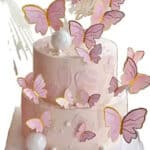 טופר פרפרים זהב ורוד עם חוט שזירה