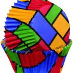 עטרות נייר דוגמאת רבועים צבעוני 75 יח ק-5 סמ