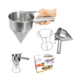 משפך מזיגה נירוסטה עם מעמד ומעצור