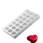 תבנית שוקולד פוליקרבונט לב מחורץ 21 יח'