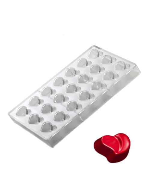 תבנית שוקולד פוליקרבונט לב מחורץ 21 יח' – תמונה 1