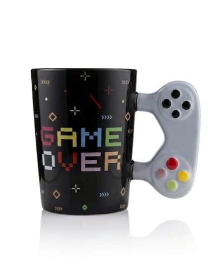 מאג GAME OVER שחור ידית תכלת