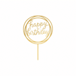 145E- טופר אקרילי Happy Birthday בעיגול זהב
