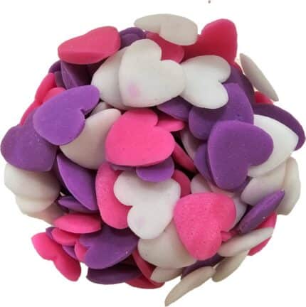סוכריות לב ורוד סגול לבן 12 ממ 70 גרם
