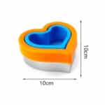 חותכן לב נירוסטה כתום כחול עם טקסטורה פנימית 10-10 סמ