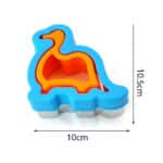 חותכן דינוזאור נירוסטה כחול כתום עם טקסטורה פנימית 10-10 סמ