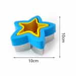 חותכן כוכב נירוסטה כחול צהוב עם טקסטורה פנימית 10-10 סמ