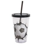 כוס ומכסה עם קשית כדורגל