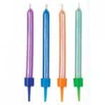 נרות עם פסים לבנים דקים 10 נרות 6 מ"מ