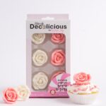 קישוט ורדים ורוד לבן גדול 6 יח