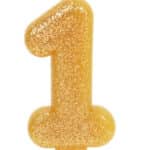 נר מנצנץ זהב עם מעמד מס 1